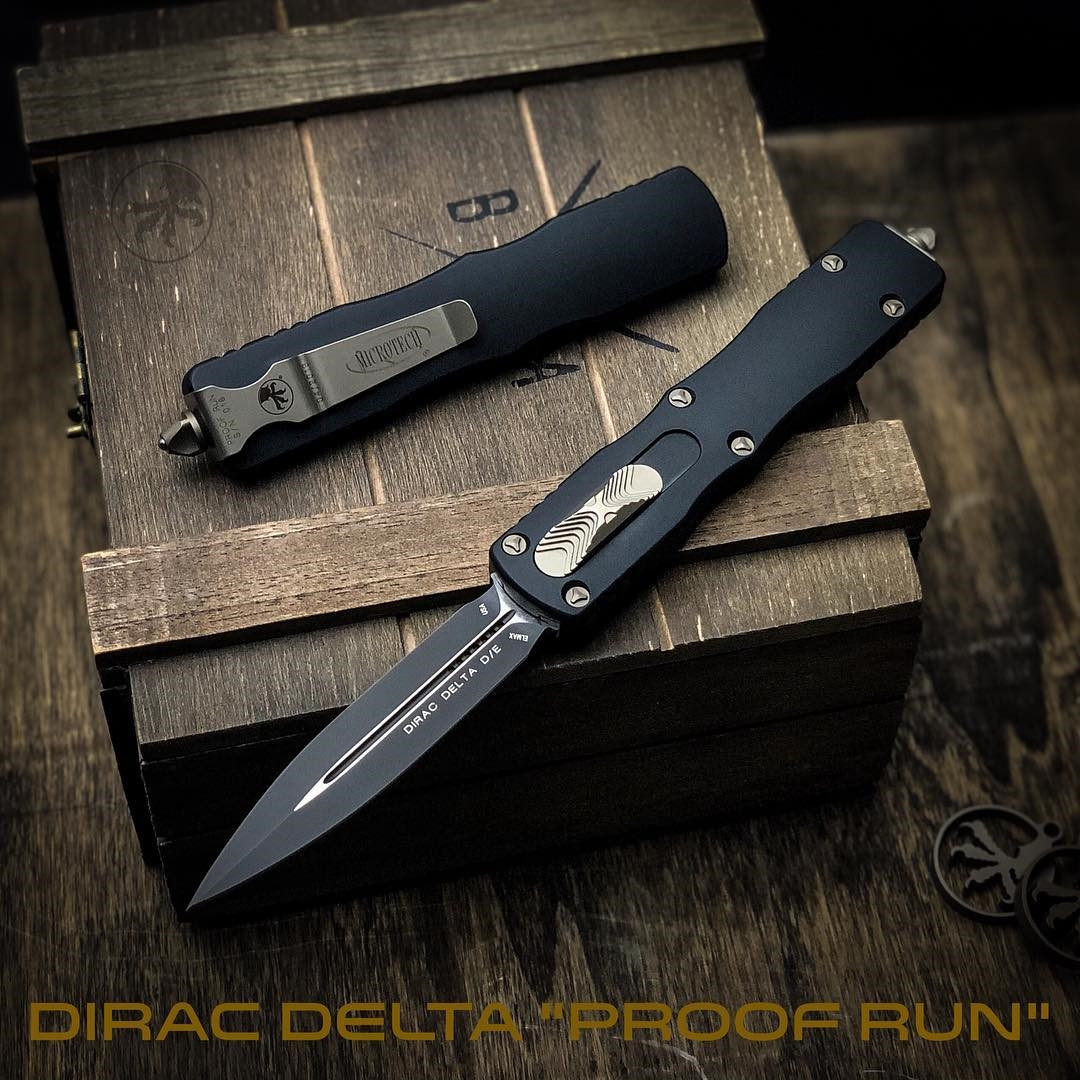 Microtech Dirac Delta Dagger OTF Auto Knife, Black Blade [Proof Run] (Field Shot)