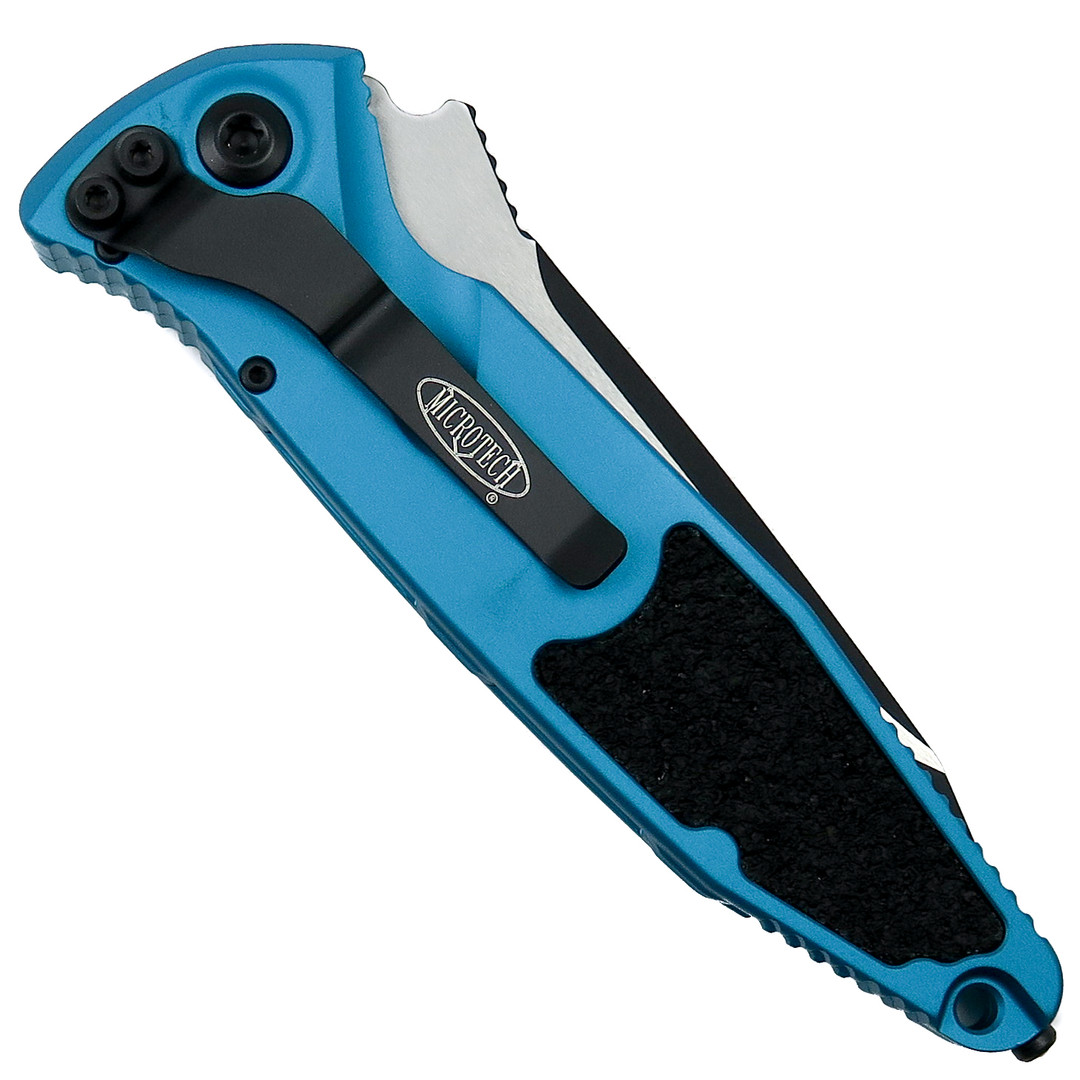 Microtech Turquoise Socom Elite Auto Knife, Black Blade Back
