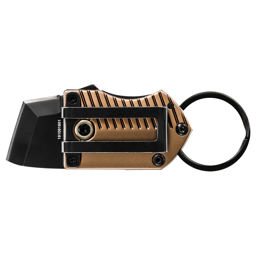 Gerber Coyote Brown Key Note Keychain Folder Knife, Black Blade REAR VIEW