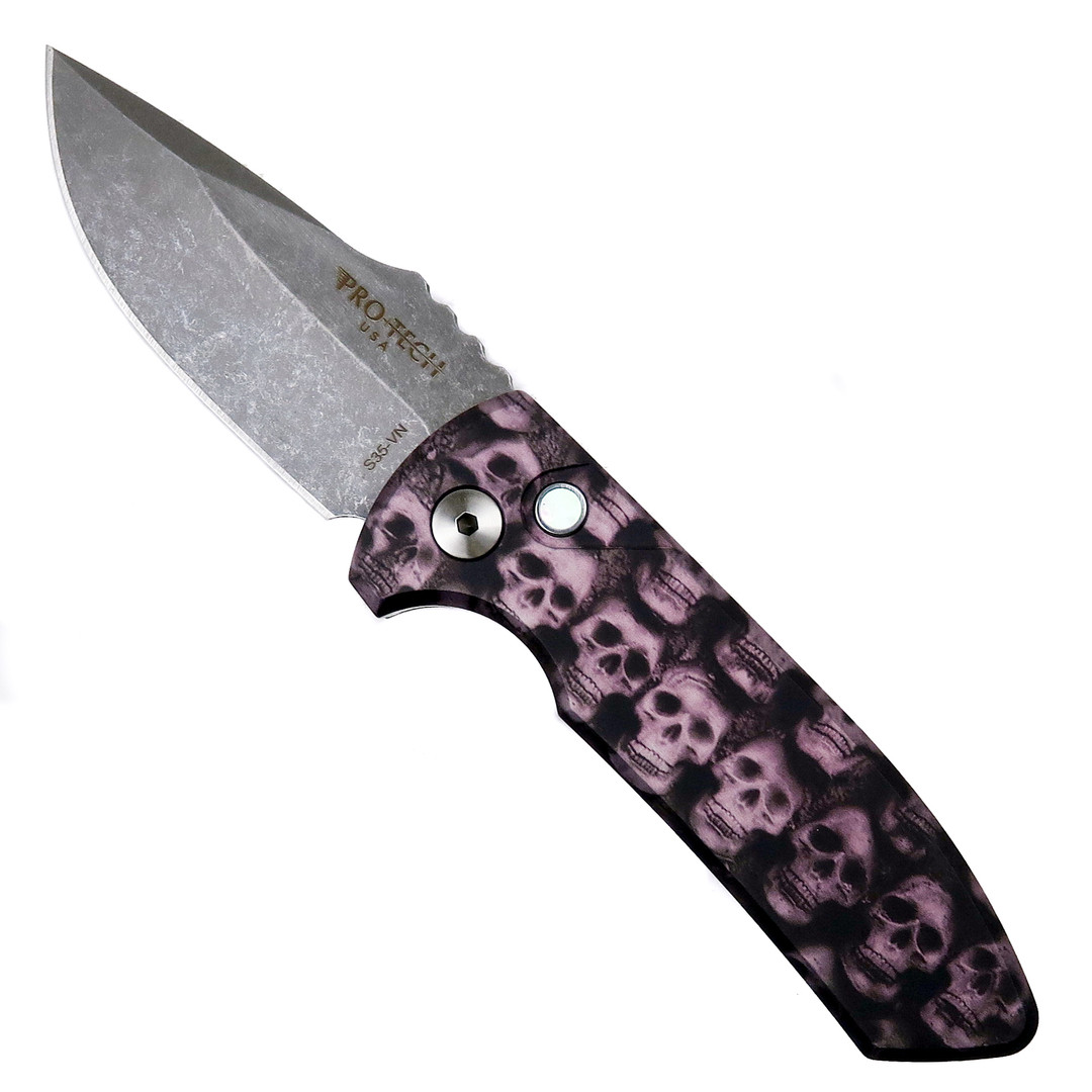 Pro-Tech Skulls #4 SBR Auto Knife, Acid Washed Blade