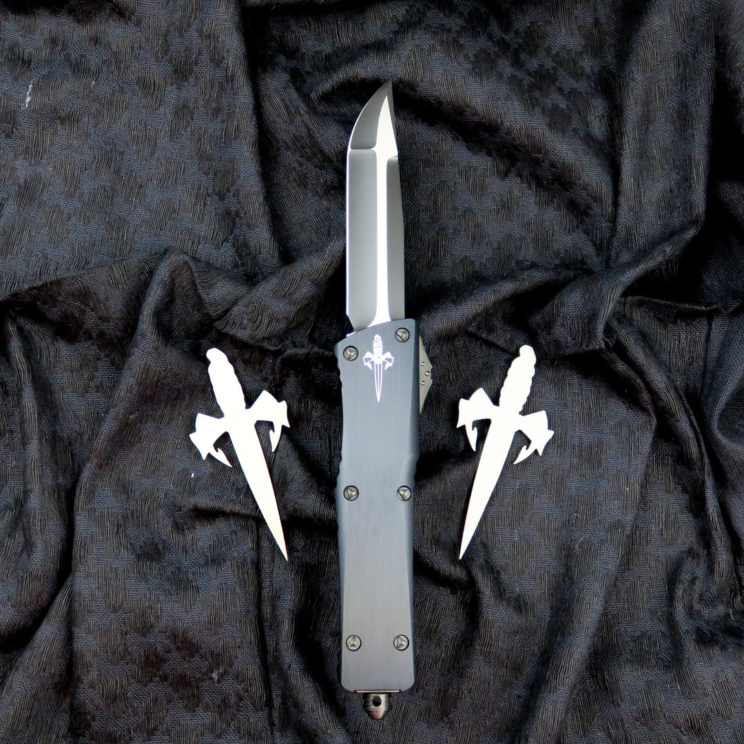 Marfione Custom Combat Troodon OTF Auto Knife, Two Tone Blade glamour shot