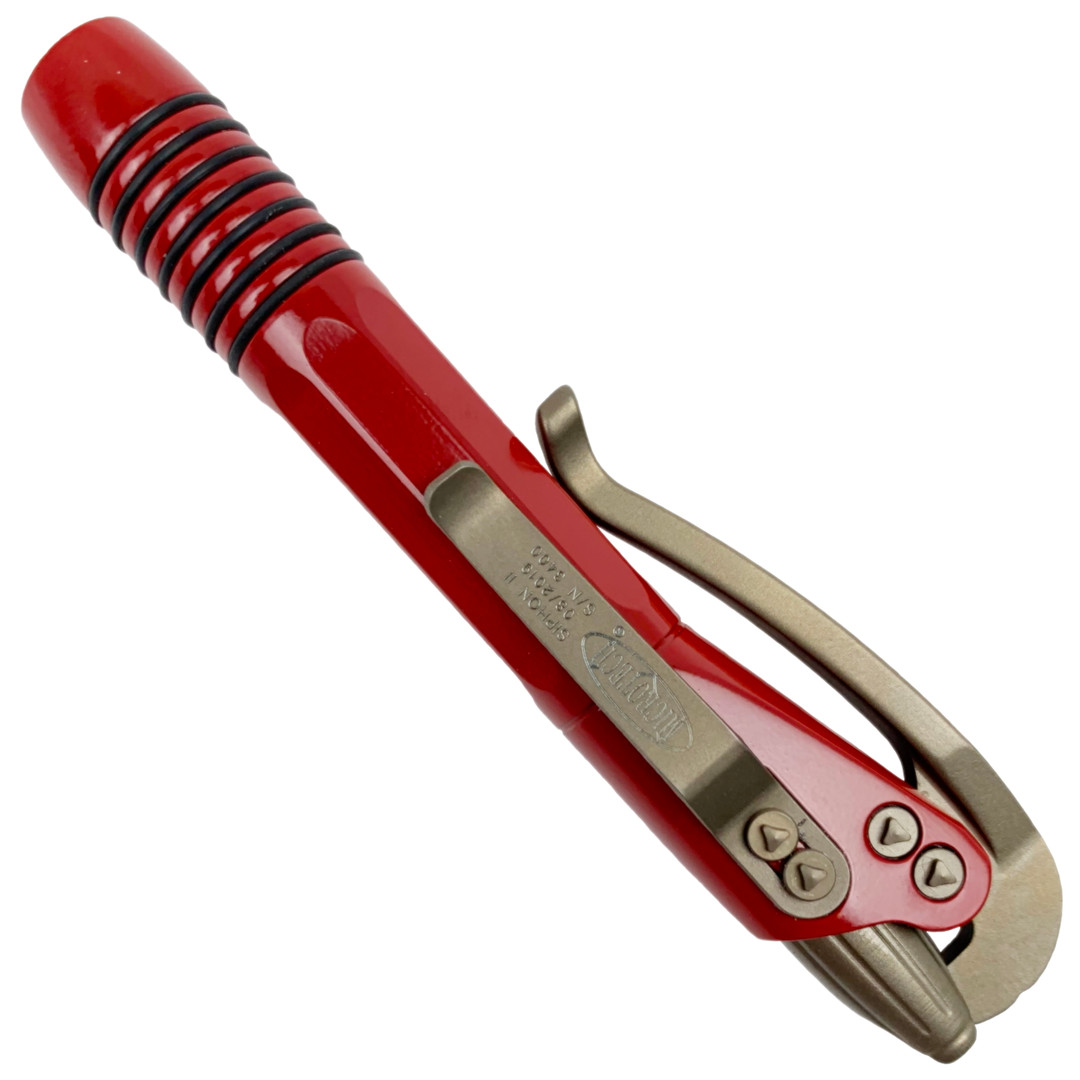 Microtech Siphon II Pen, Bronze Hardware, Red Finish
