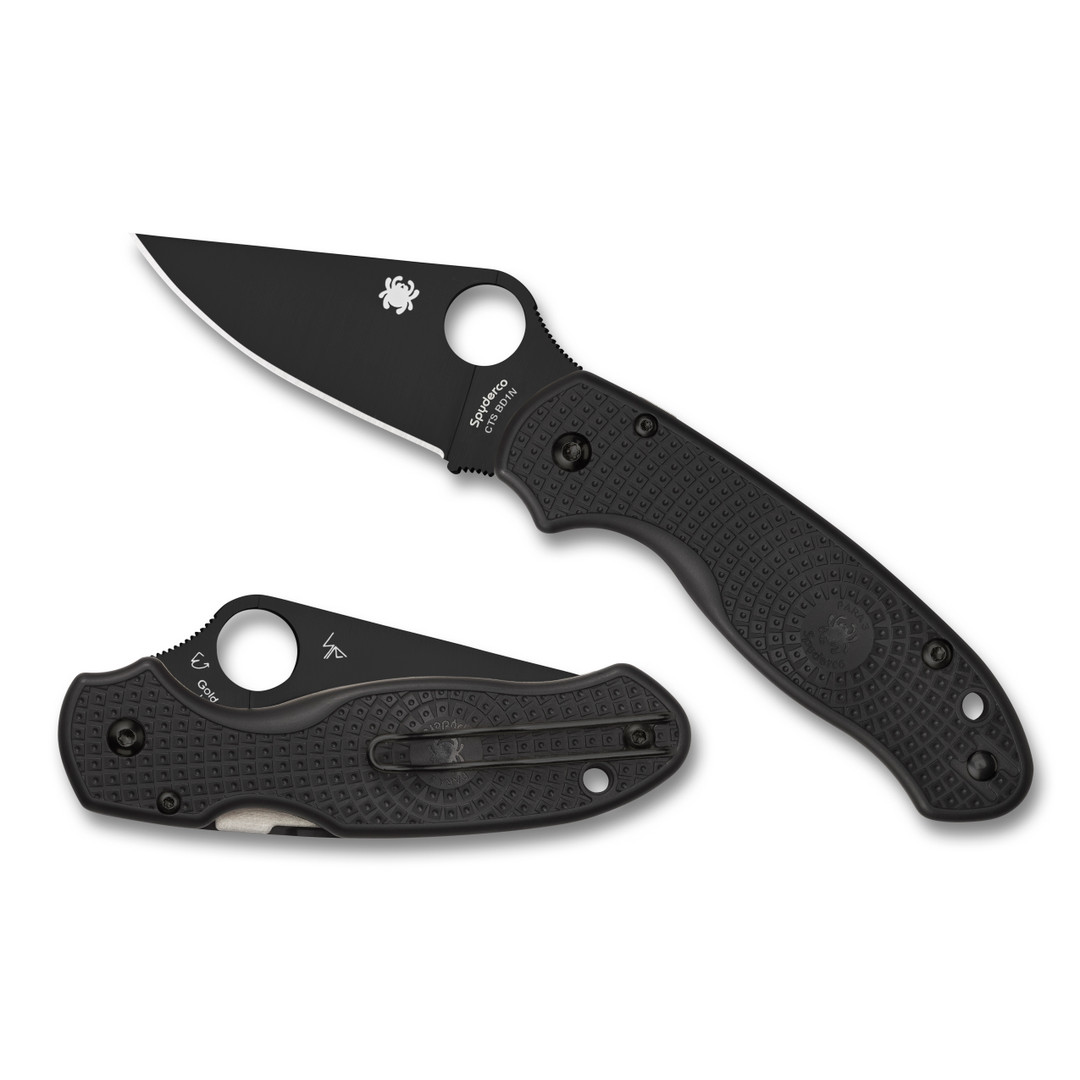 Spyderco Para 3 Lighweight Folder Knife, Black Blade REAR VIEW
