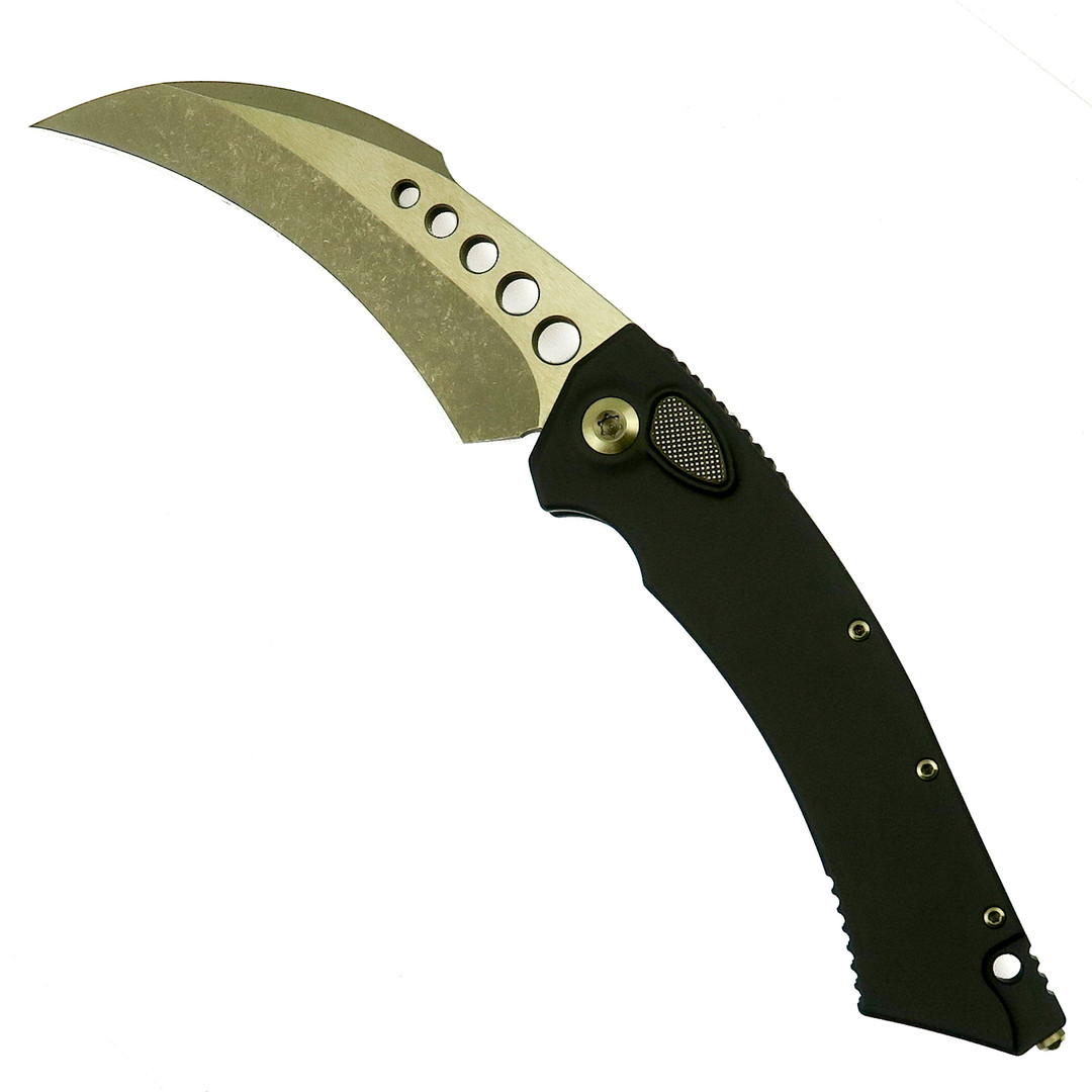 Marfione Custom Hawk Auto Knife, Bronze Apocalyptic Blade