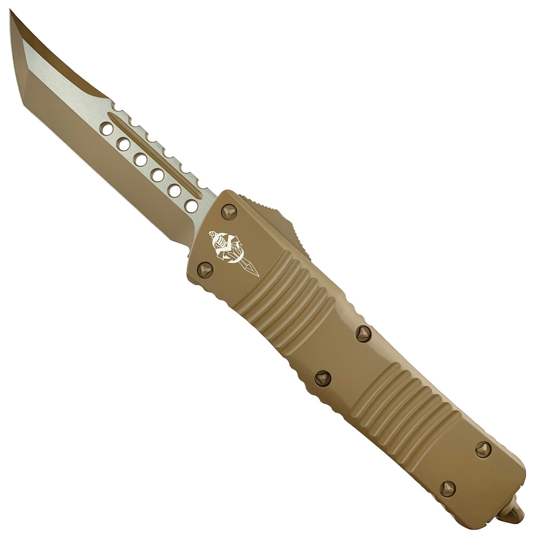 Microtech Dark Earth Combat Troodon Hellhound OTF Auto Knife, Dark Earth Blade