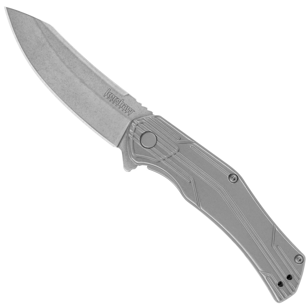 Kershaw Husker Steel Spring Assist Knife, Stonewash Blade