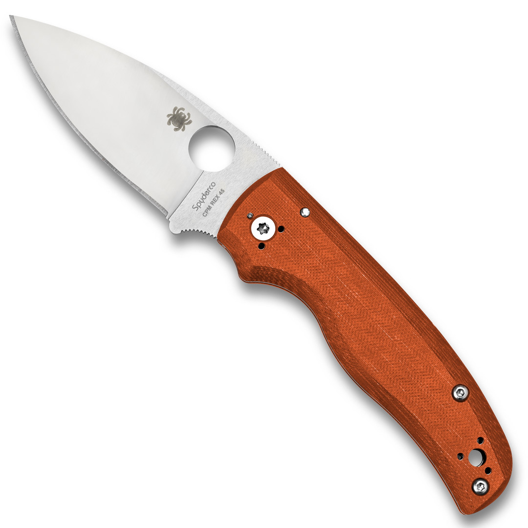 Spyderco Sprint Run Burnt Orange Shaman Folder Knife, CPM-REX 45 Blade