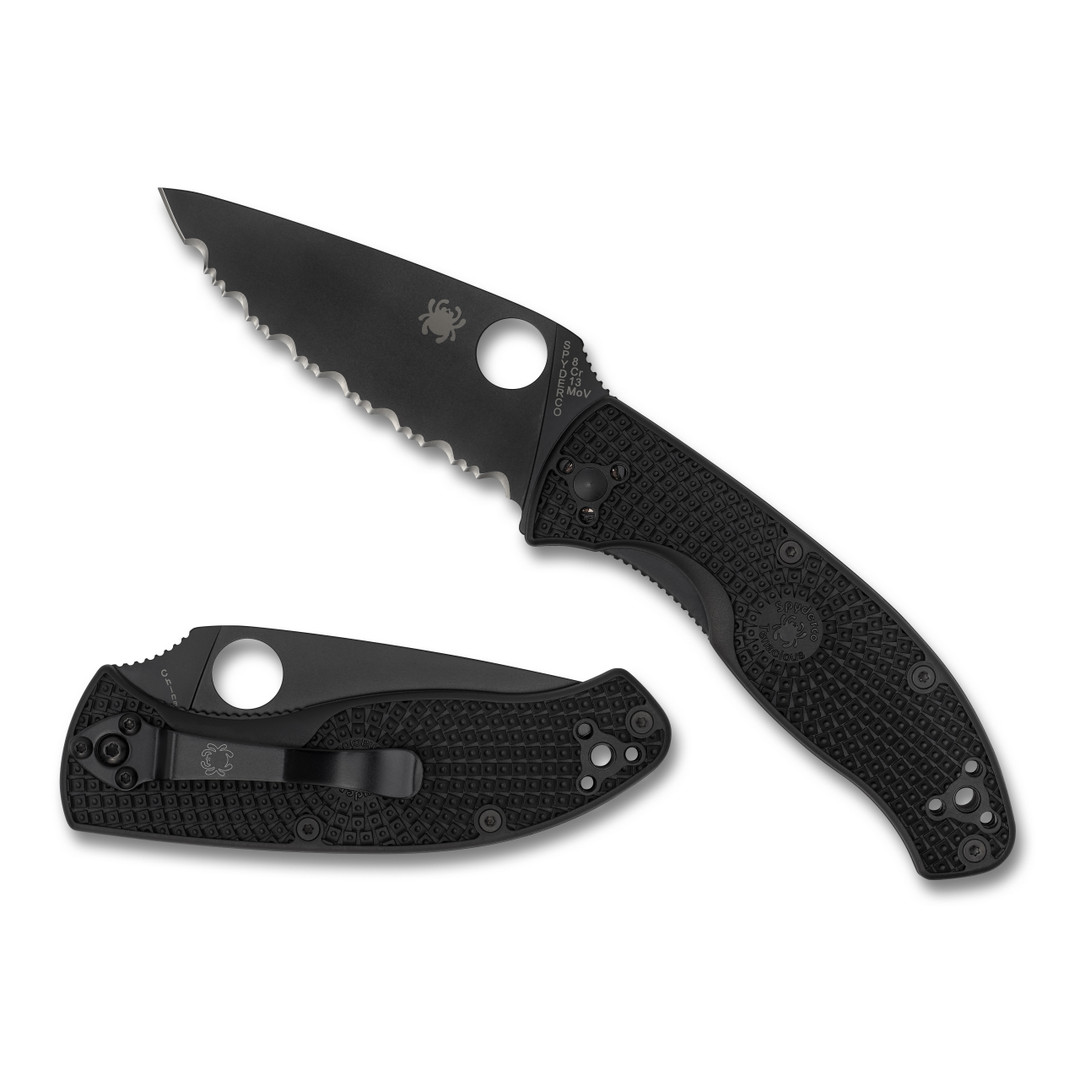 Spyderco Tenacious Lightweight Folder Knife, Black SpyderEdge Blade REAR VIEW