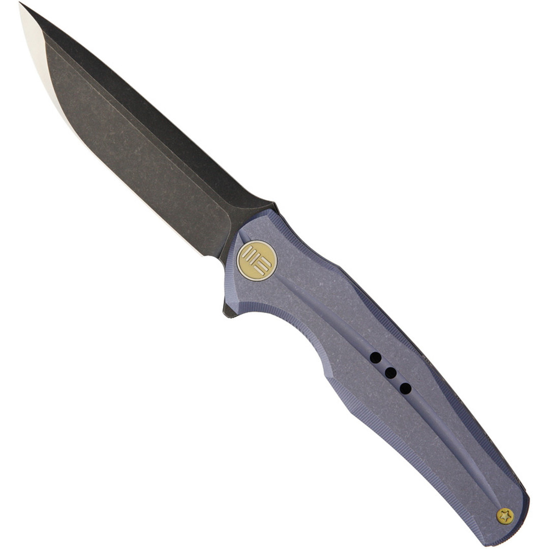 WE Knife Co. Blue Titanium Frame Lock, Black S35VN Blade, WE601H, Front View