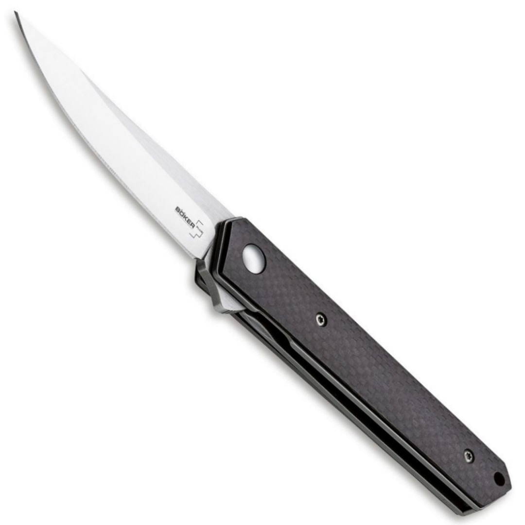 Boker Plus Mini Kwaiken Carbon Fiber Flipper Knife, D2 Blade