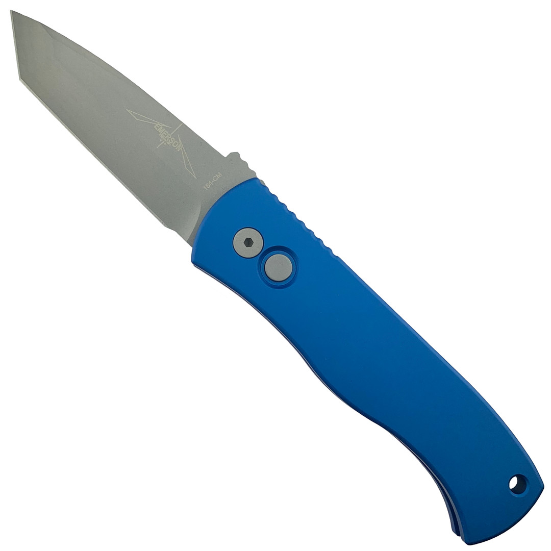 Pro-Tech Blue Emerson CQC-7 Tanto Auto Knife, Blasted Blade