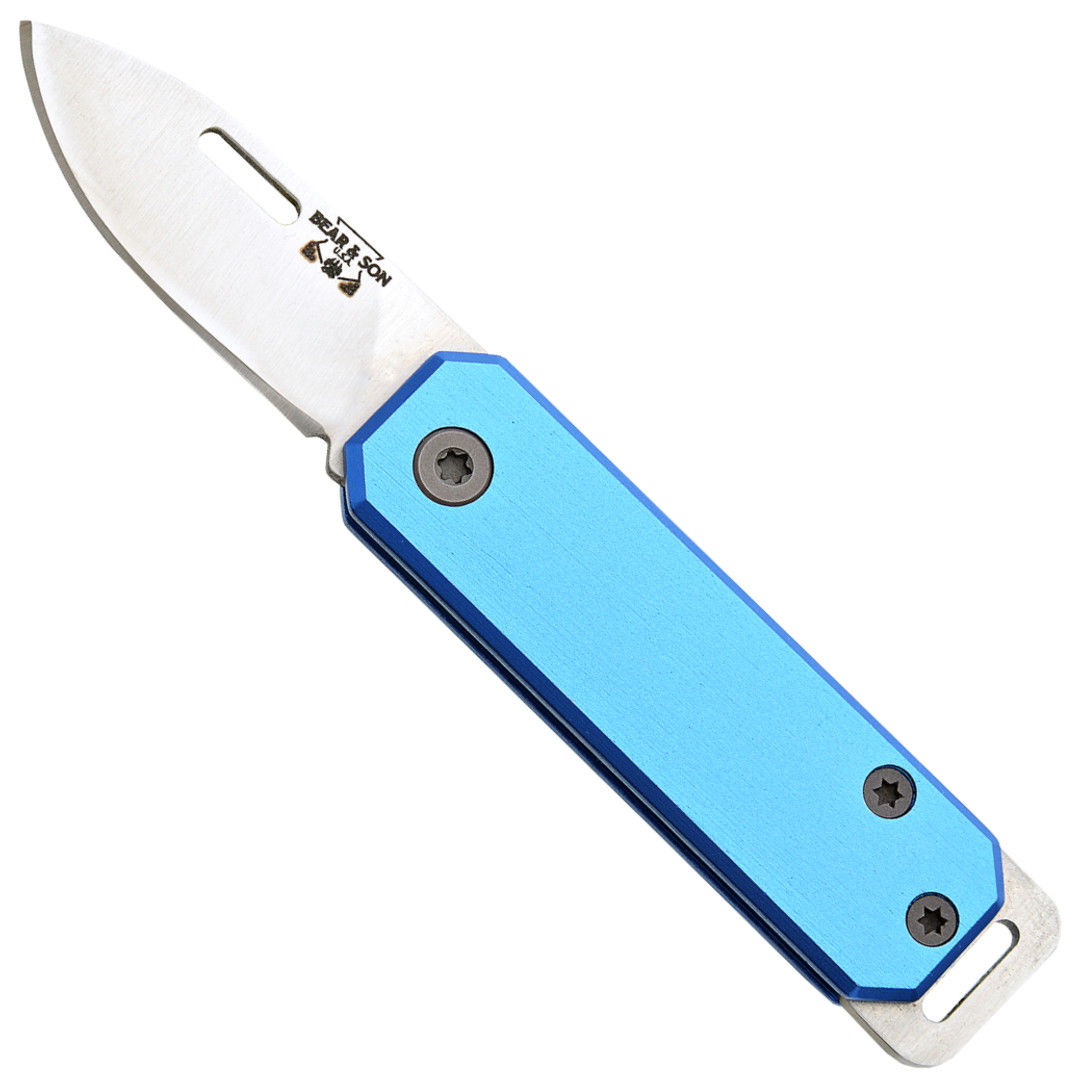 Bear & Son Blue Compact Slip-Joint Folder Knife, Satin Blade