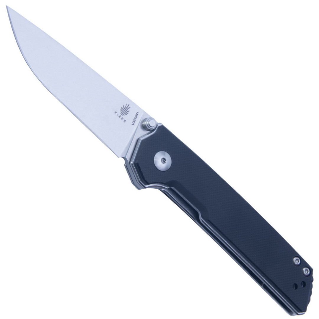 Kizer Vanguard Mini Domin Flipper Knife, Stonewash Blade