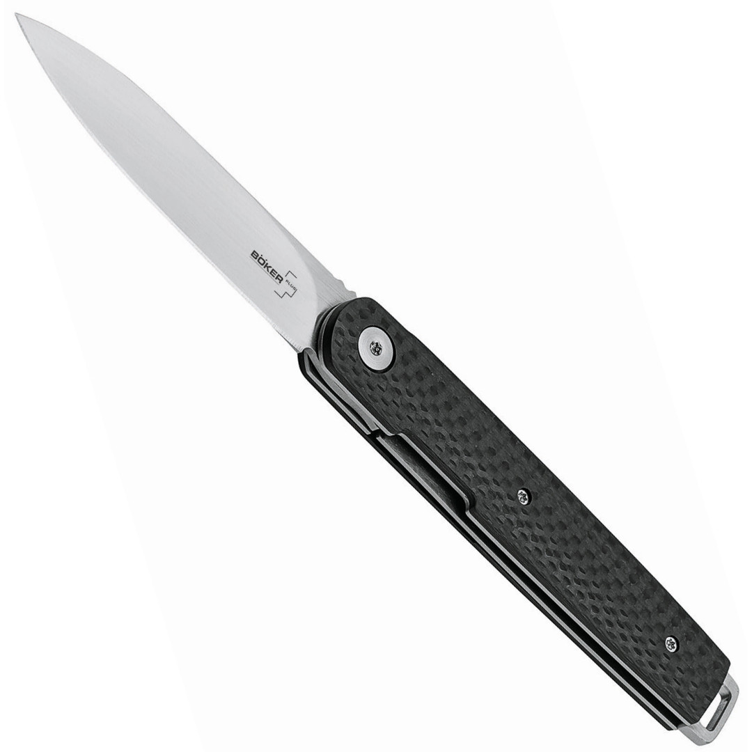Boker Plus LRF Carbon Fiber Flipper Knife, Satin Blade