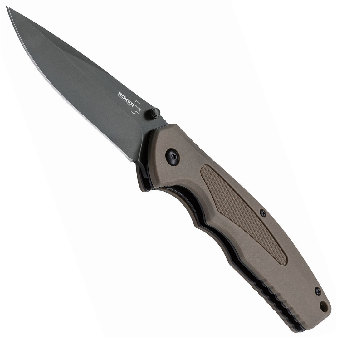 Boker Plus Coyote Brown Gemini NGA Spring Assist Knife, D2 Black Blade