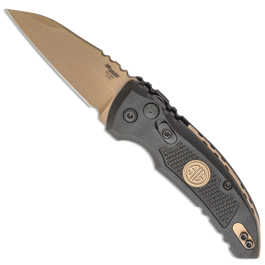 SIG Sauer Knives Emperor Scorpion A01 Microswitch Wharncliffe Auto Knife, FDE Blade