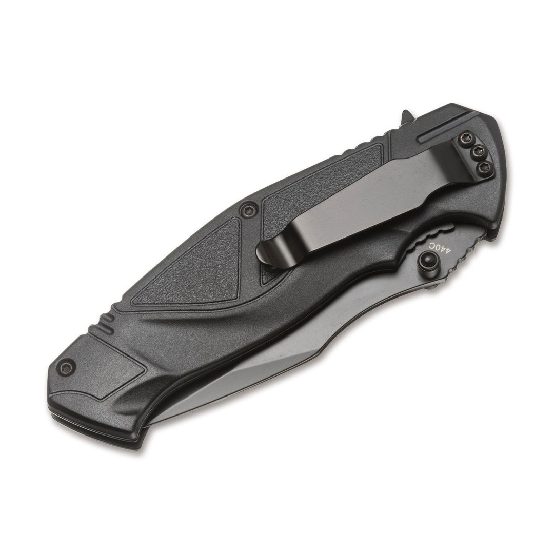 Boker Magnum All-Black Advance Pro Folder Knife, Black Blade REAR VIEW