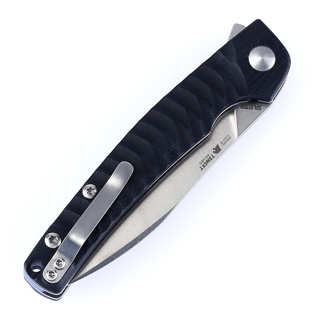 Kizer Vanguard Splinter Flipper Knife, Stonewash Blade REAR VIEW