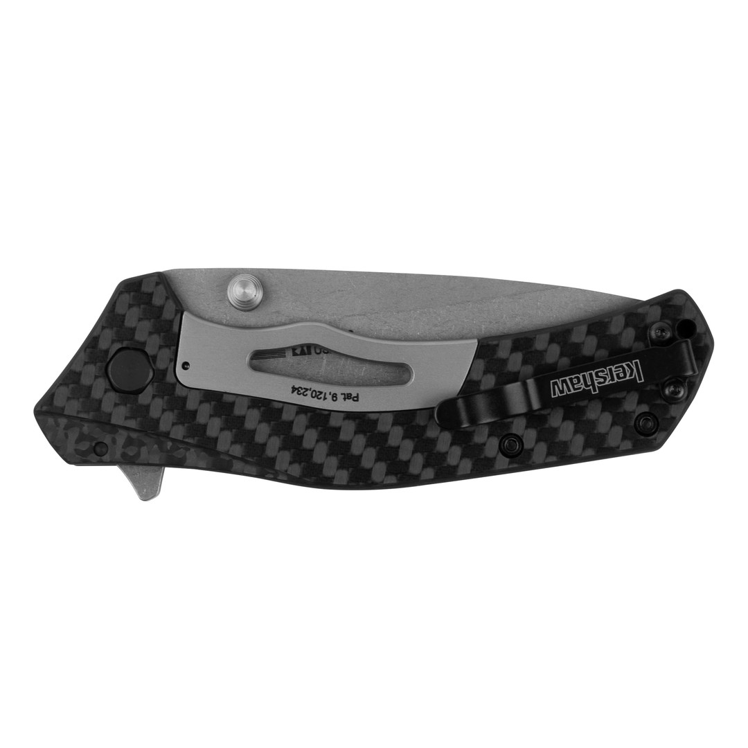 Kershaw Sprint Run Knockout Carbon Fiber Spring Assist Knife, M390 Blade REAR VIEW