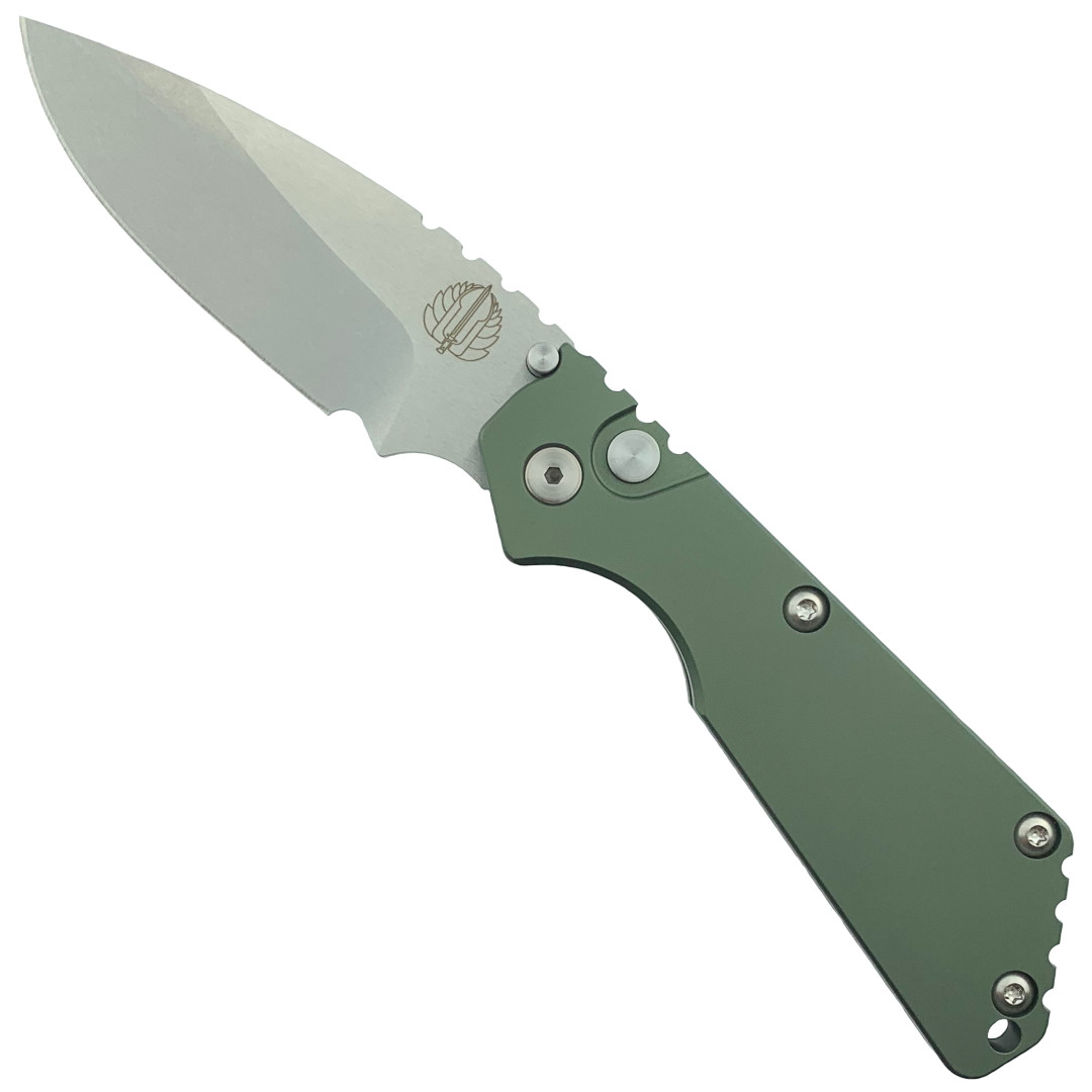 Pro-Tech OD Green Strider SnG Auto Knife, Stonewash Blade
