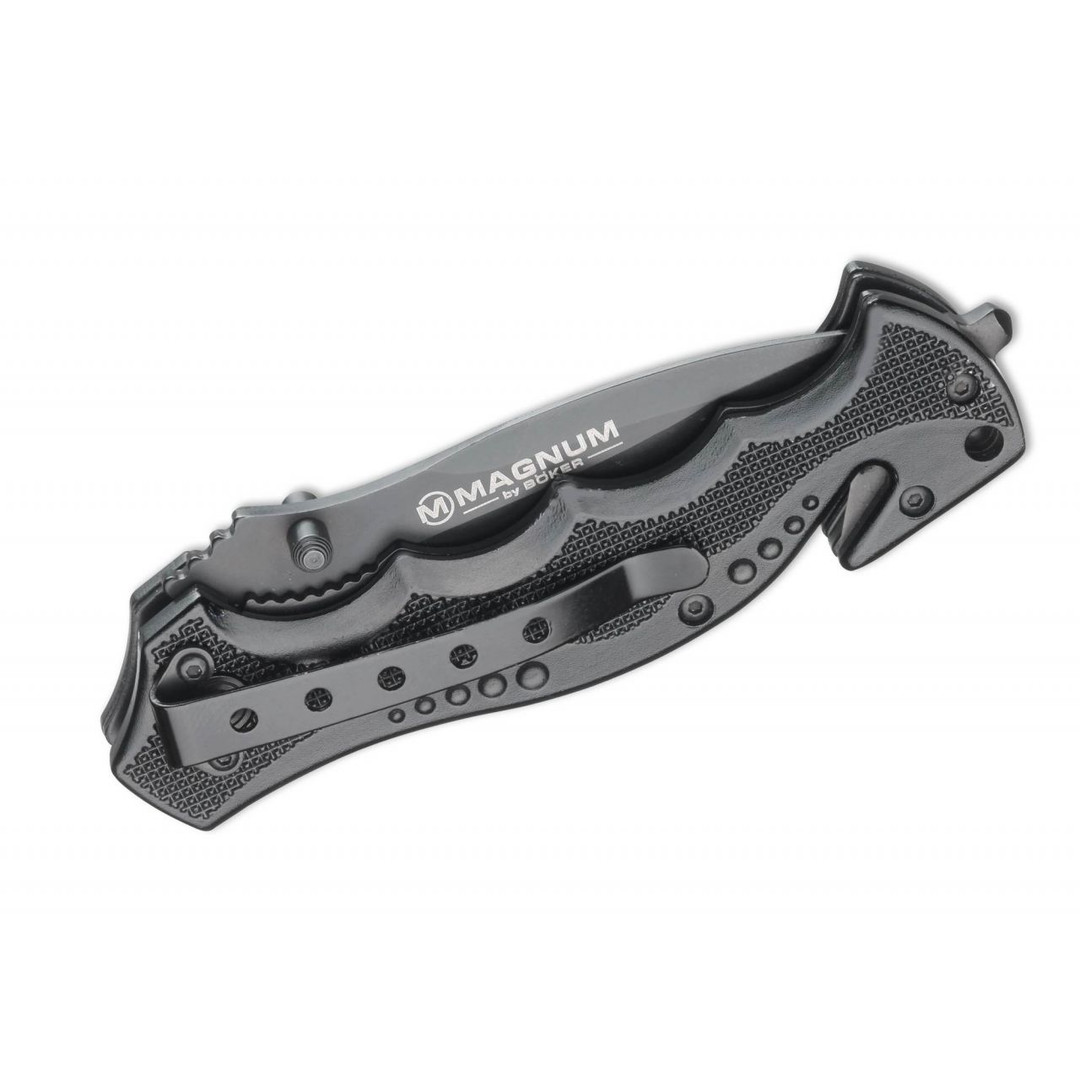 Boker Magnum BMF Spring Assist Knife, Black Combo Blade REAR VIEW