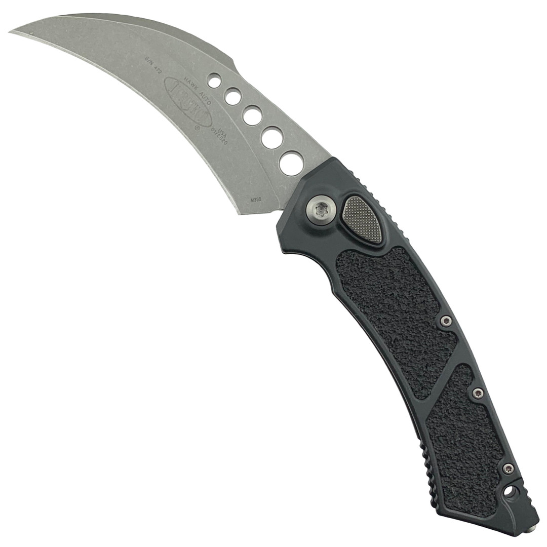 Microtech Hawk Auto Knife, Stonewash Blade