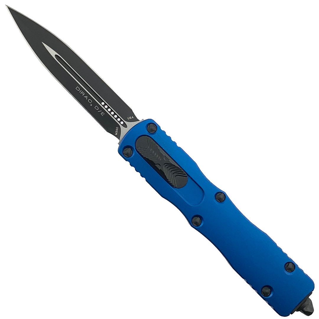 Microtech Blue Dirac Dagger OTF Auto Knife, Black Blade