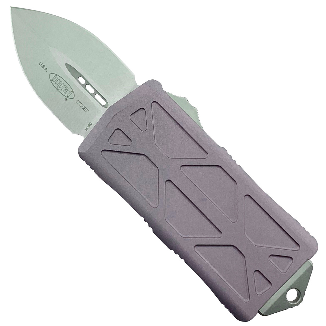 Microtech Grey Exocet OTF Auto Knife, Stonewash Blade