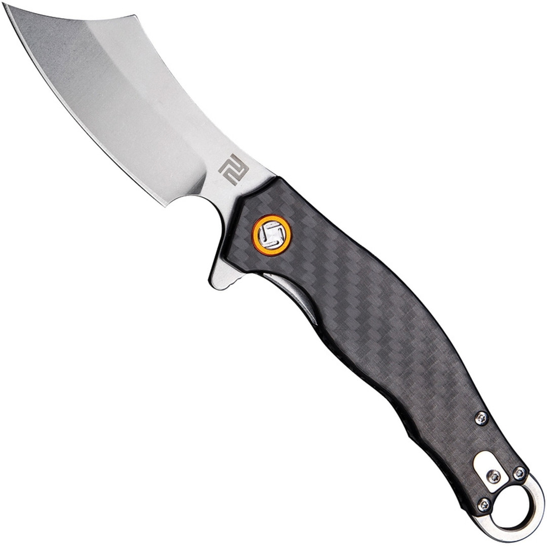 Artisan Cutlery Corsair Carbon Fiber Linerlock Knife, Stonewash D2 Blade