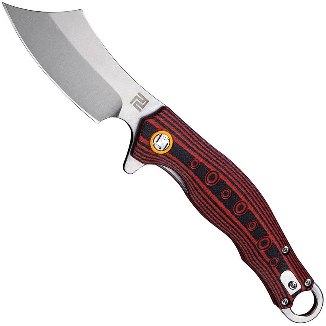 Artisan Cutlery Corsair Red G-10 Linerlock Knife, Stonewash D2 Blade