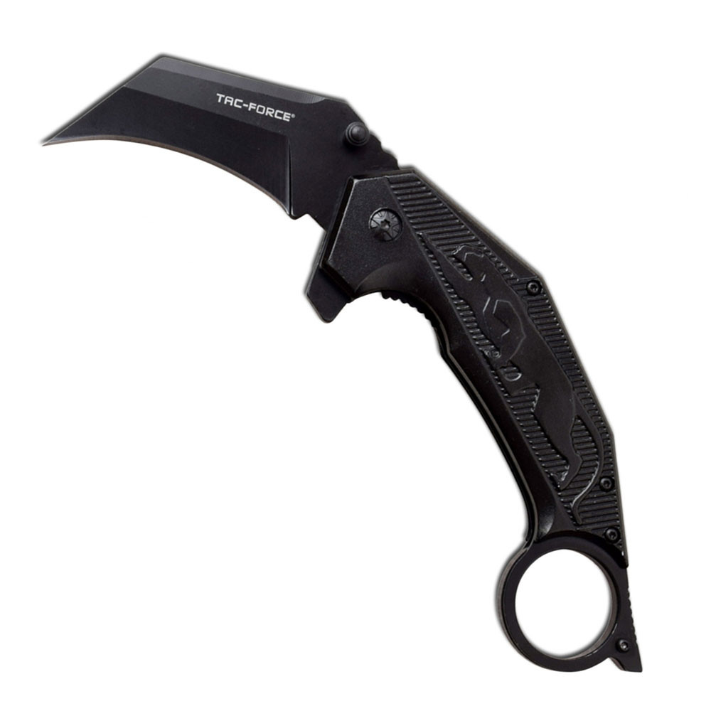 Tac-Force Black Panther Karambit Assist Knife, Black Plain Edge