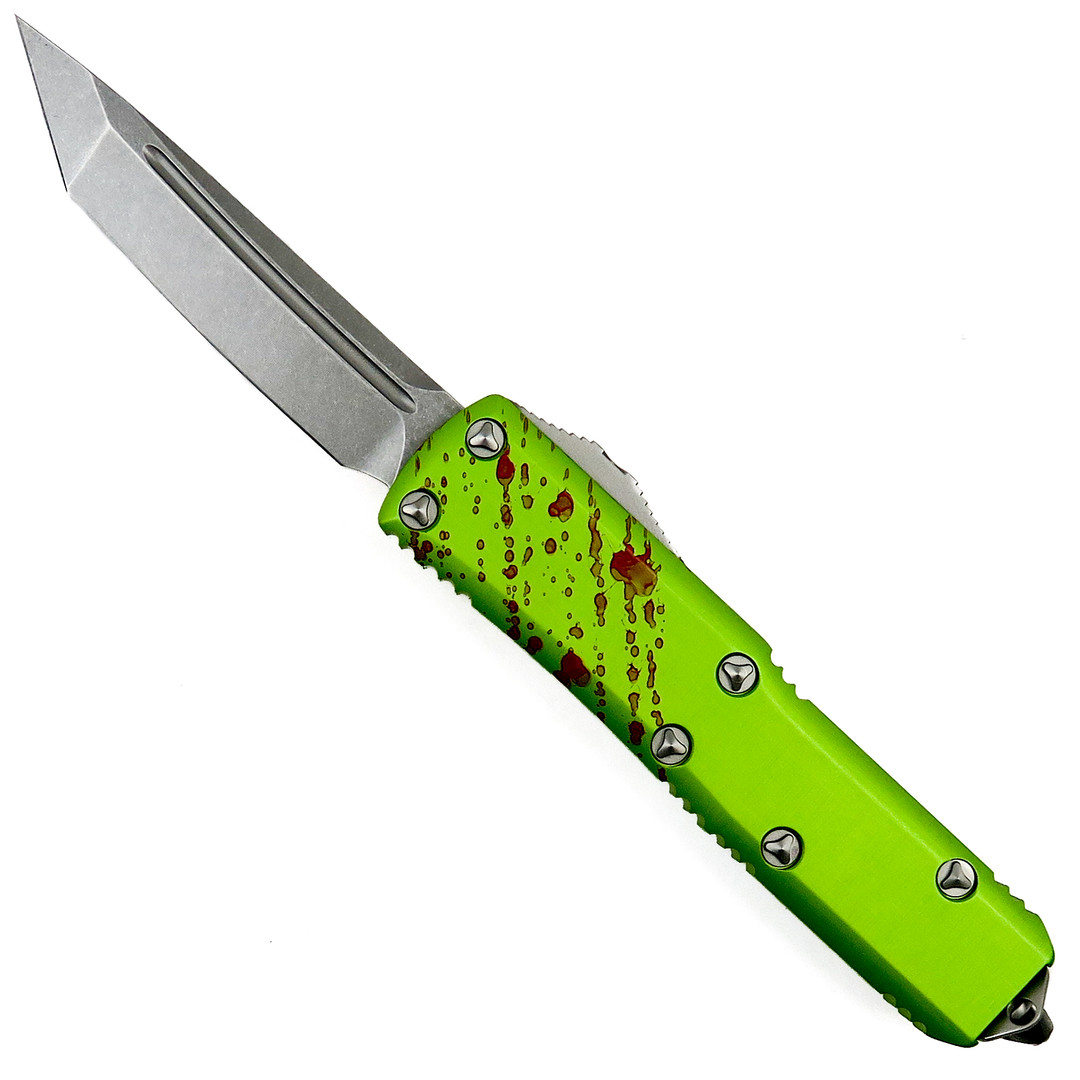 Microtech Zombie Tech UTX-85 OTF Auto Knife, Tanto Stonewash Blade