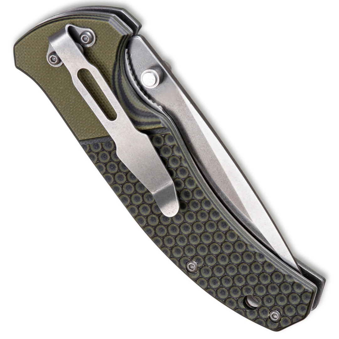 Boker Magnum Three Dimensions Linerlock Knife, Two Tone Blade, Clip View