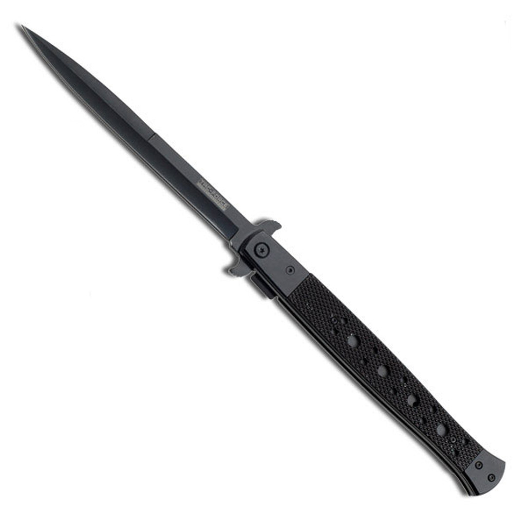 Tac-Force Big Boy Black Milano Assist Knife, Black Bayonet Blade