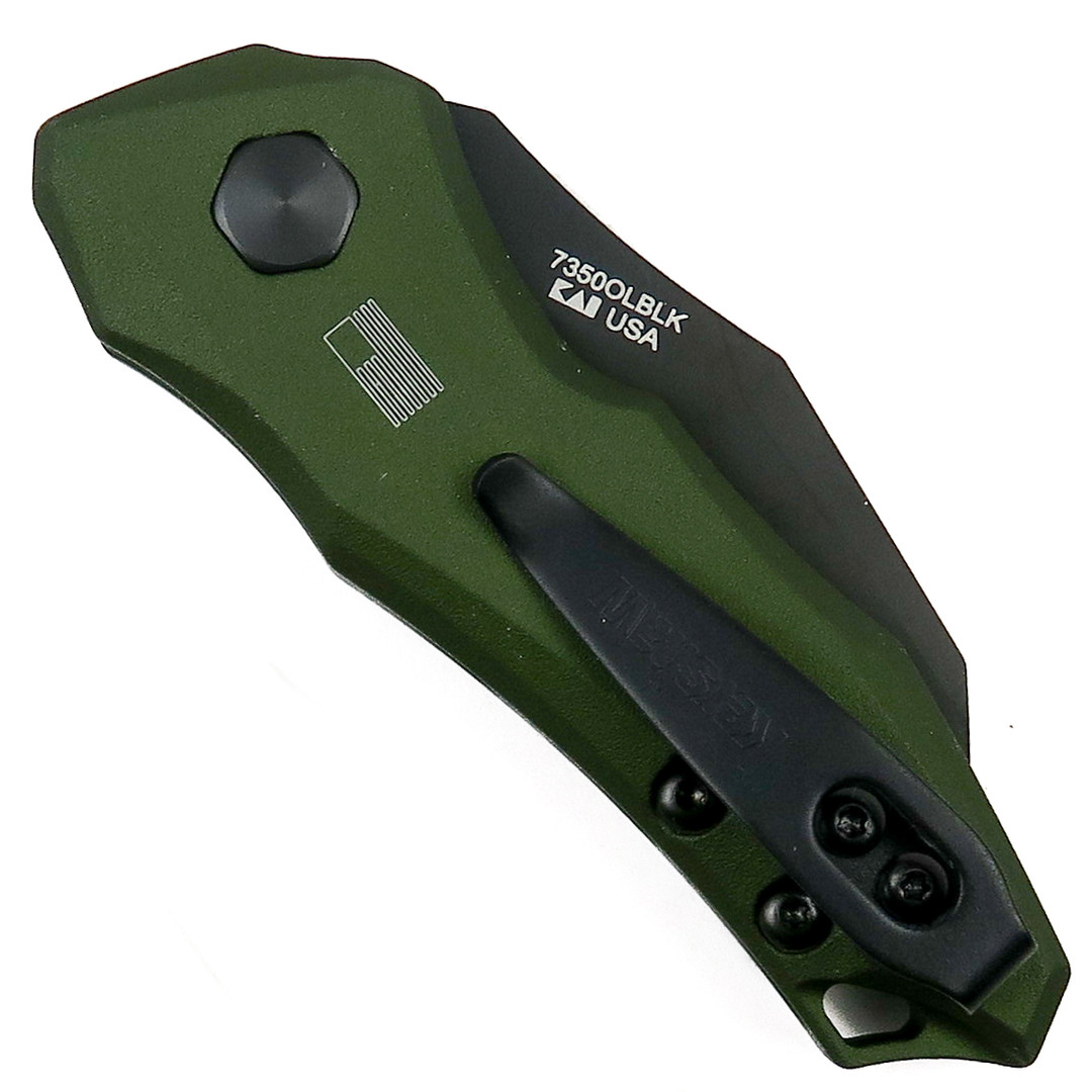 Kershaw OD Green Launch 10 Auto Knife, 1.9" Black Blade, Clip View