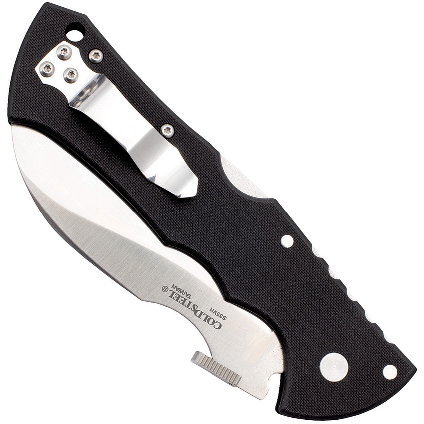 Cold Steel Black Talon II Folder Knife, S35VN Satin Blade, Serrated Edge, Clip View