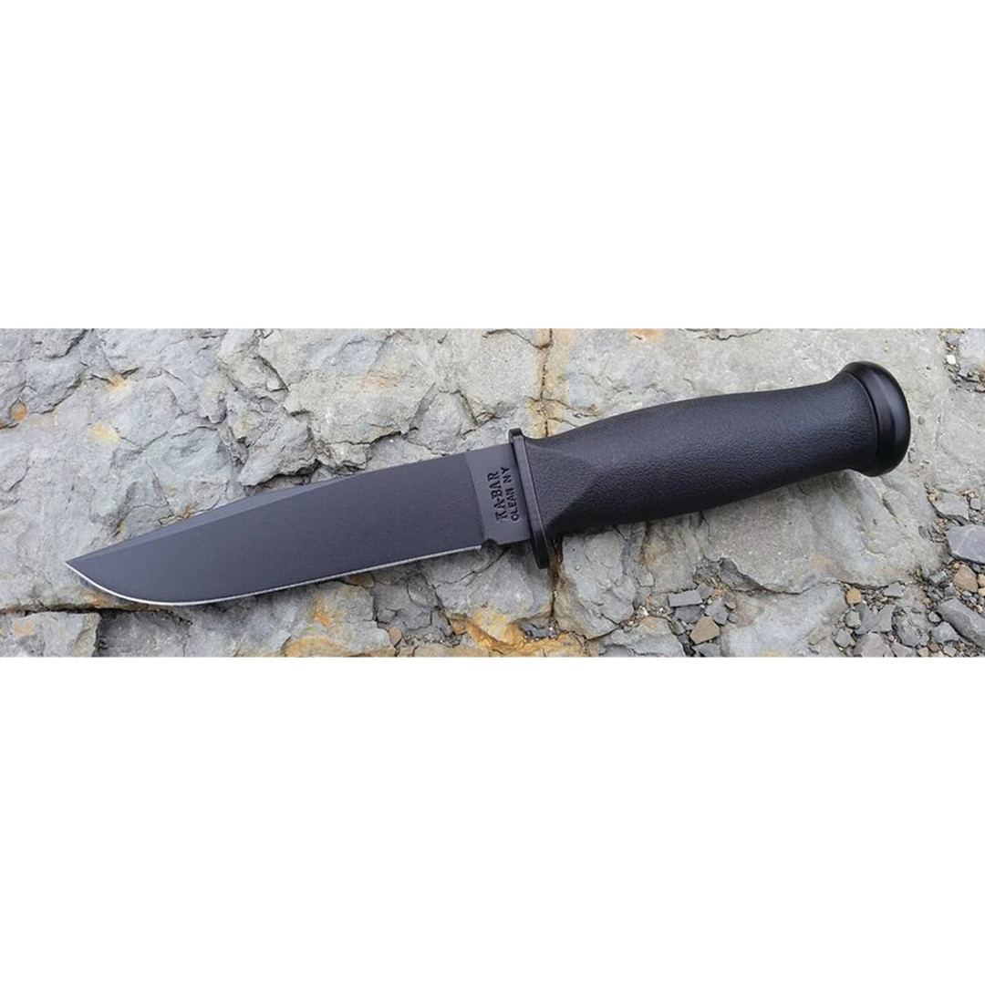 Ka-Bar USN Mark 1 Fighting Knife, Black Plain Edge, Beauty shot