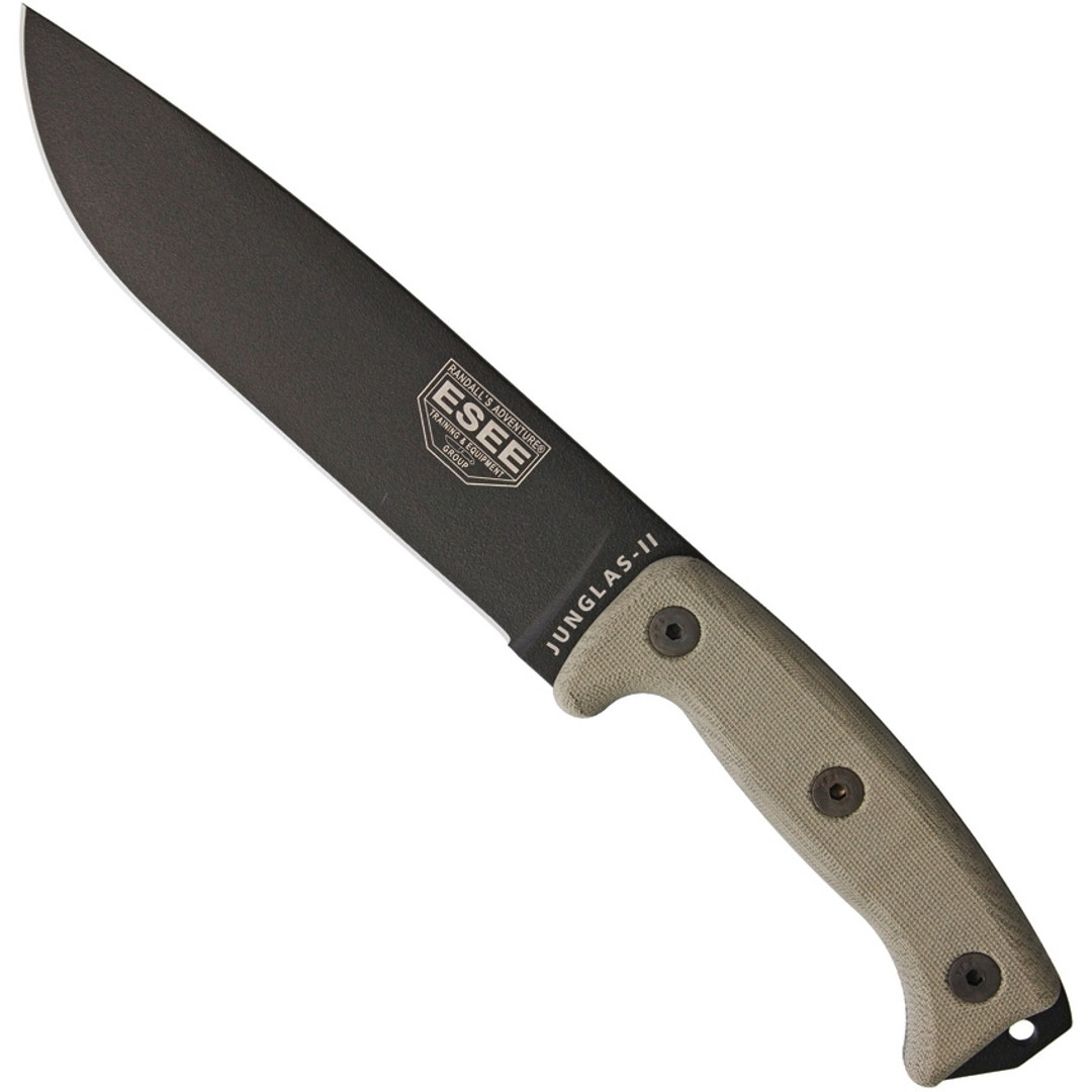 ESEE Knives Junglas® IIE Fixed Blade Knife, Black Plain Blade