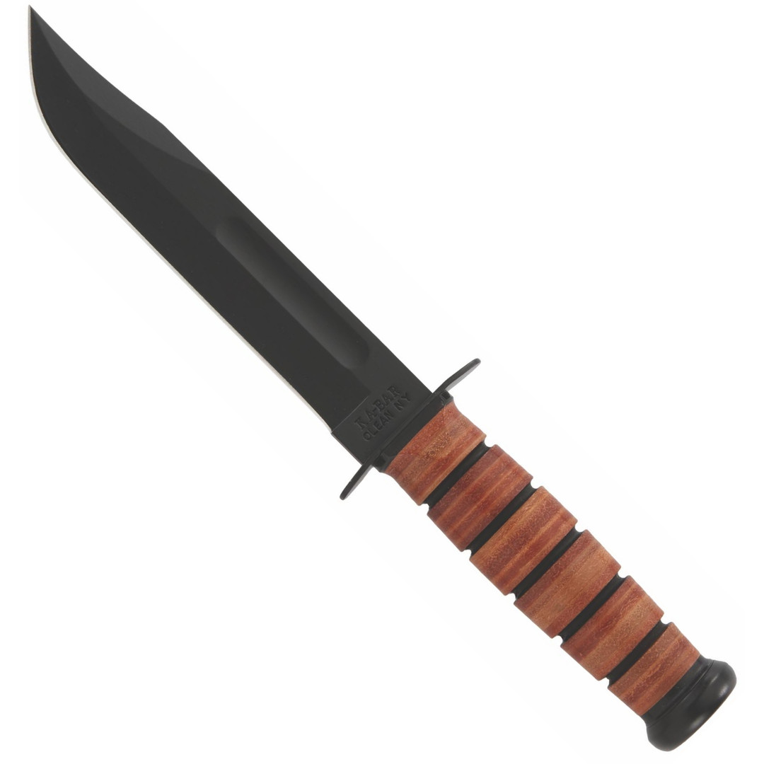 Ka-Bar Single Mark Fixed Blade Knife, Black Plain Edge Blade