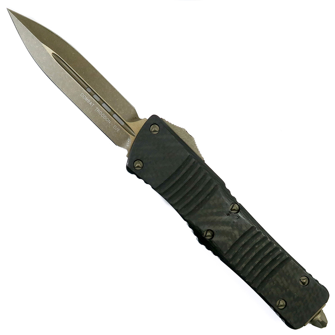 Microtech Signature Series Carbon Fiber Combat Troodon, Bronze Dagger Blade