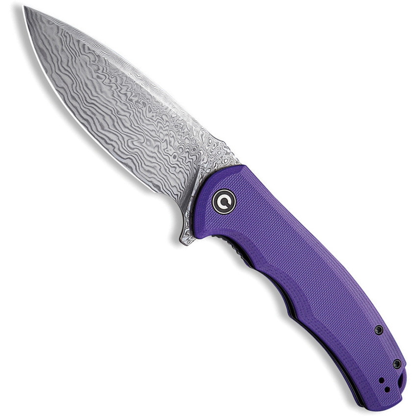 CIVIVI Purple Praxis Flipper Knife , Damascus Blade | BladeOps