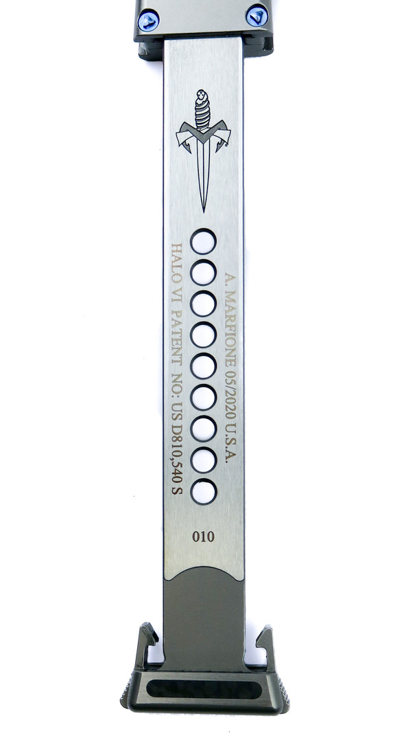 Marfione Custom Knives 416SS Halo VI Tanto OTF with Carbon Fiber Inlays, Charging Handle