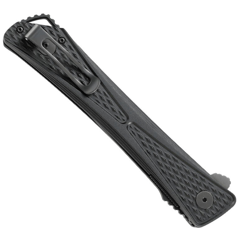 CRKT BlackOut Jumbones Flipper Knife, AUS-8 Blade, Clip View