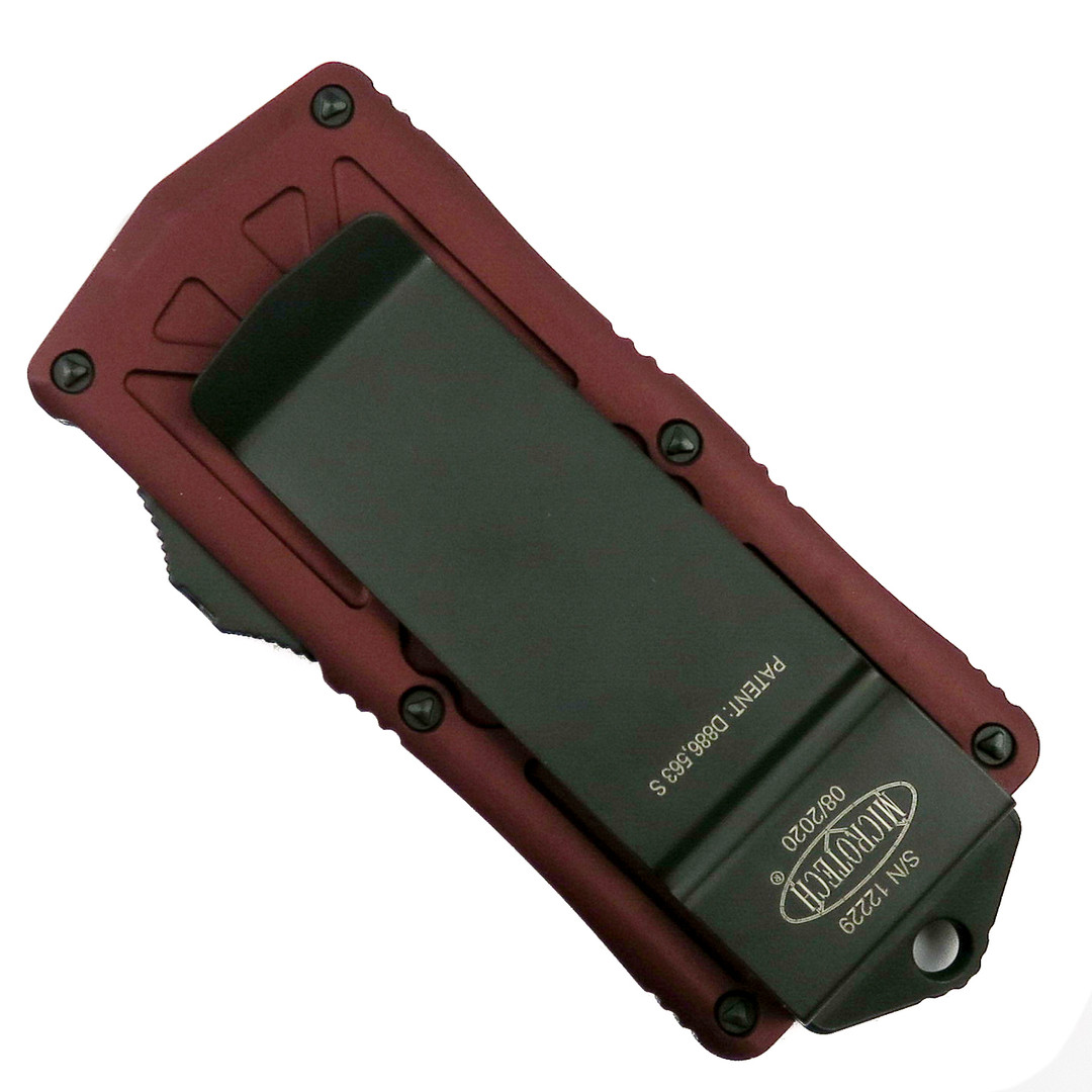 Microtech Merlot Exocet OTF Auto Knife, Black Combo Blade, Clip View