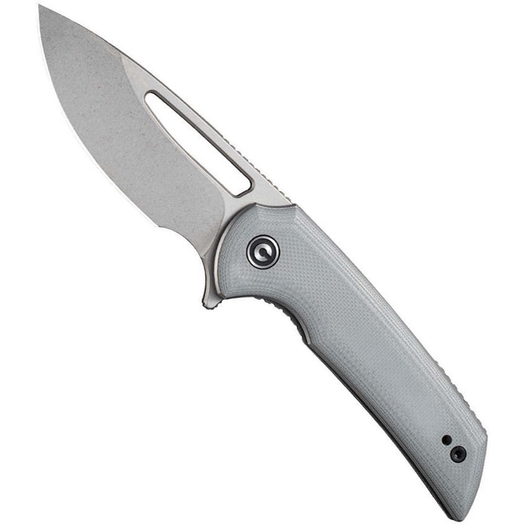 CIVIVI Gray Odium Flipper Knife, Stonewash D2 Blade