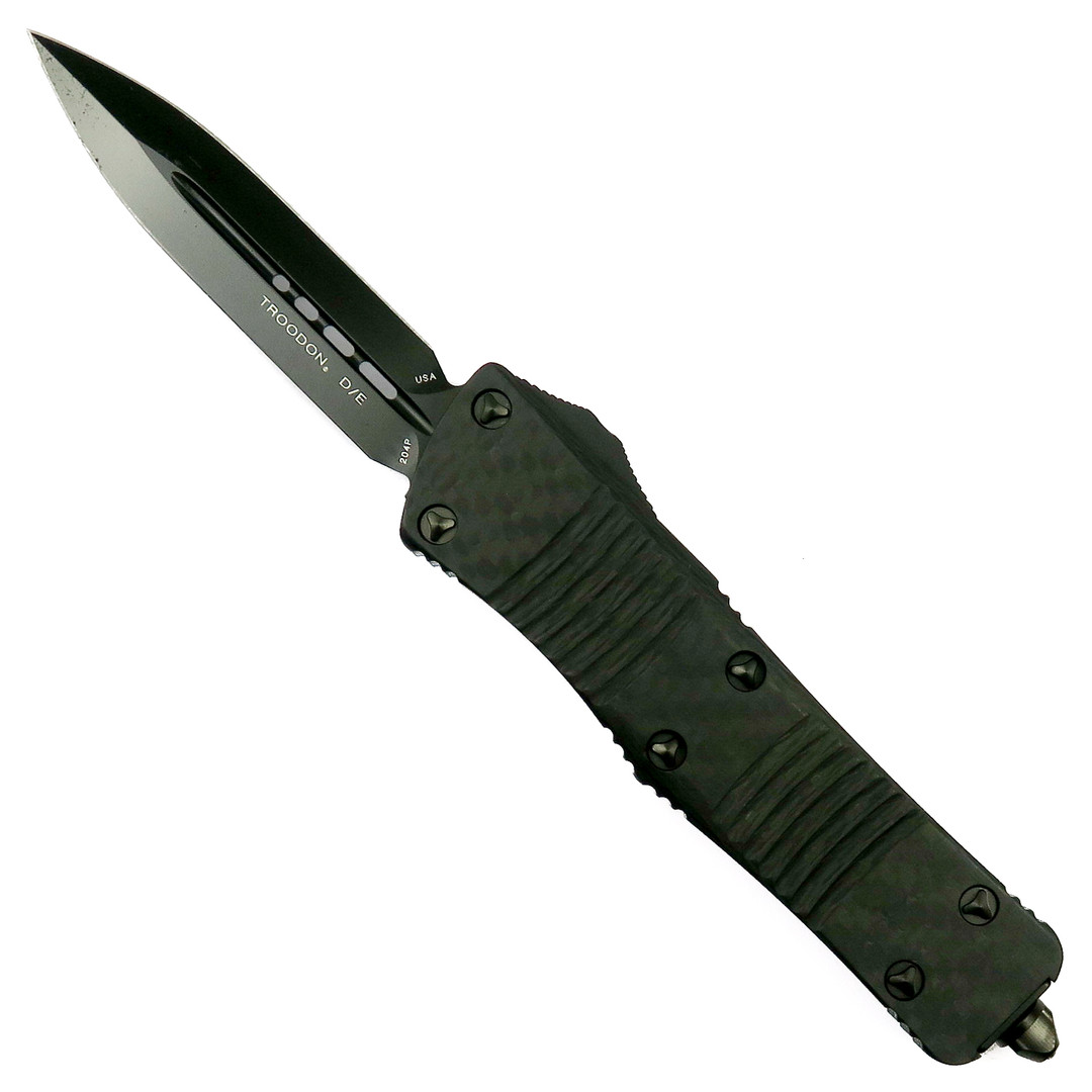 Microtech Signature Series Carbon Fiber Troodon Dagger OTF Auto Knife, DLC Dagger Blade