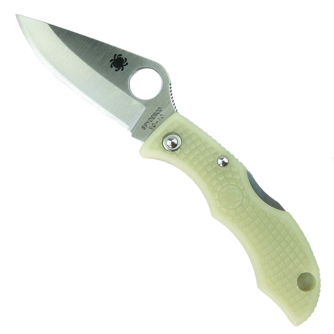 Spyderco Glow in the Dark Ladybug 3 FRN Knife, Satin Blade