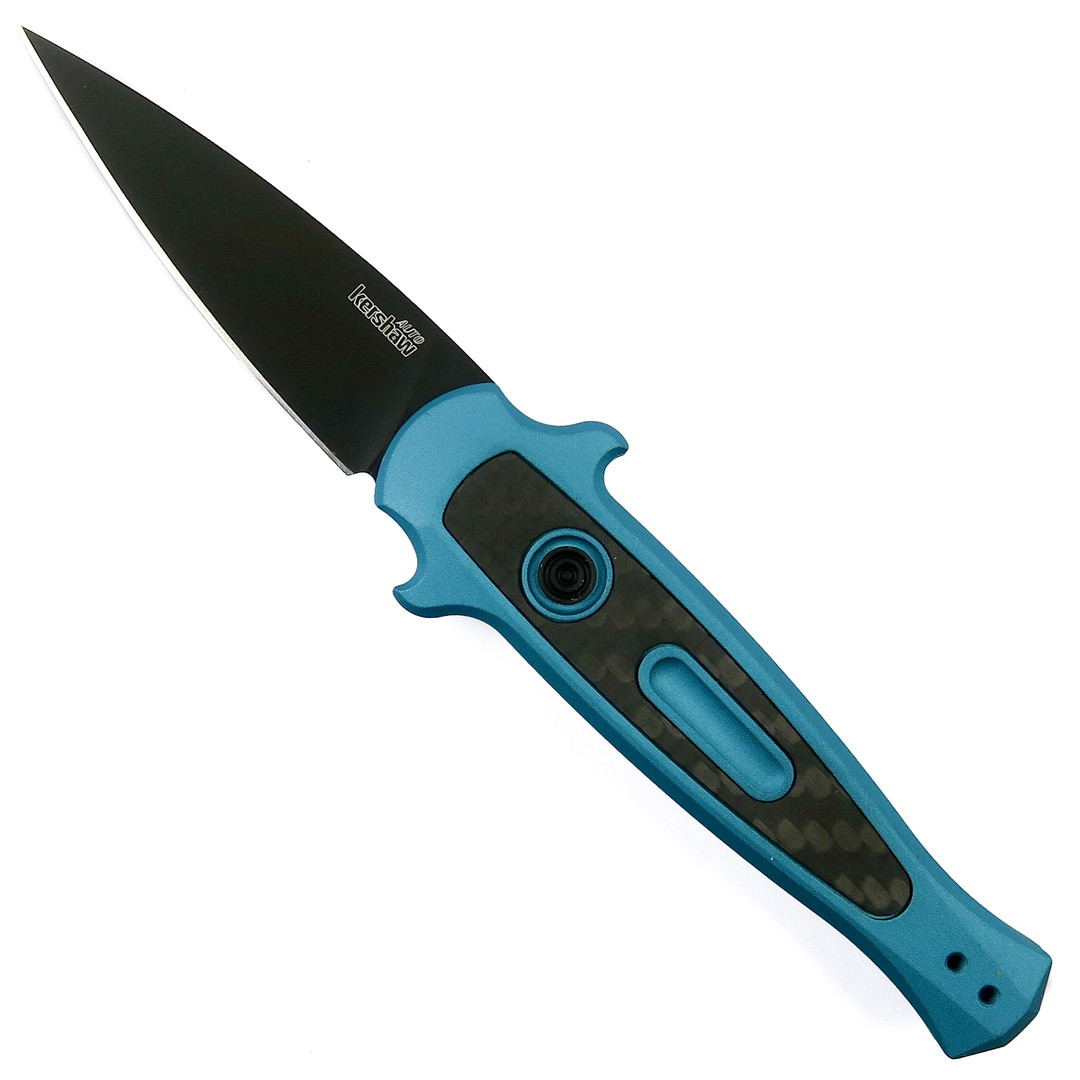 Kershaw Carbon Fiber Teal Launch 12 Auto Knife, Black Blade