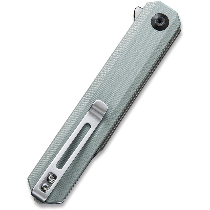 CIVIVI Gray Chronic Flipper Knife, Satin Blade, Clip View