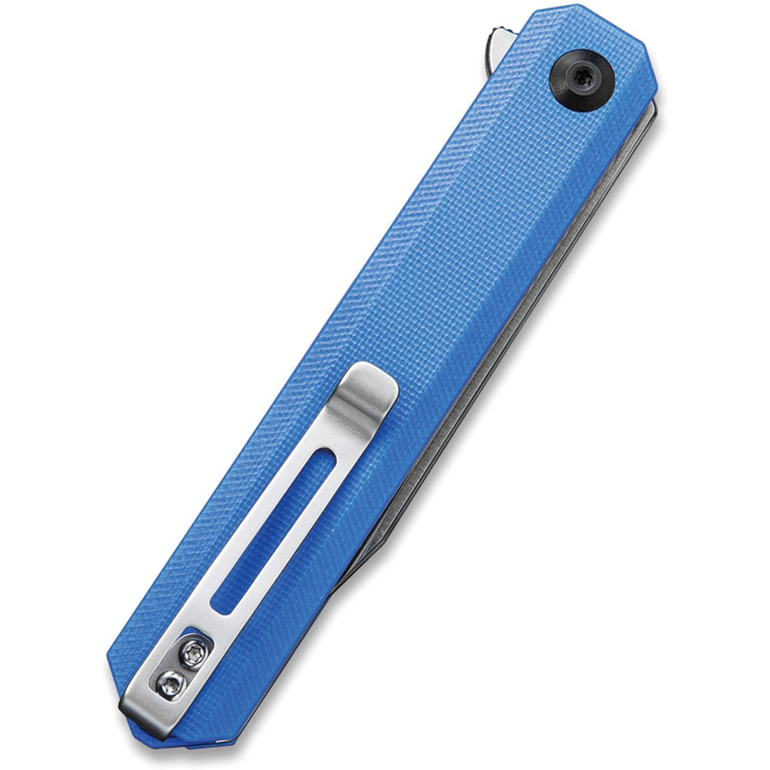 CIVIVI Blue G10 Chronic Flipper Knife, Satin Blade, Clip View